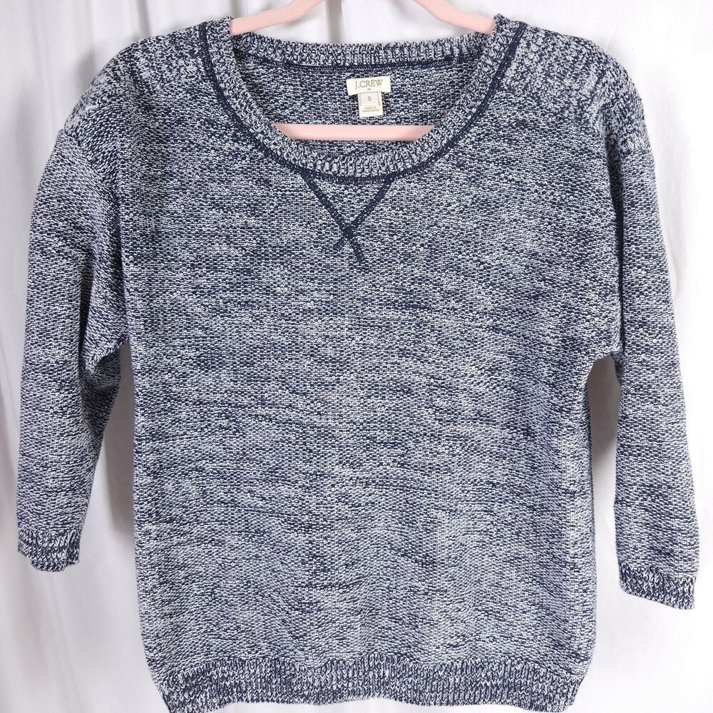J. Crew Gray Seed Stitch Crewneck 3/4 Sleeve Pullover Sweater Women's Small